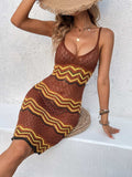 Openwork Scoop Neck Sweater Dress - Trendsi - Flyclothing LLC
