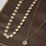 2 Piece 18K Gold-Plated Daisy Necklace - Trendsi - Flyclothing LLC