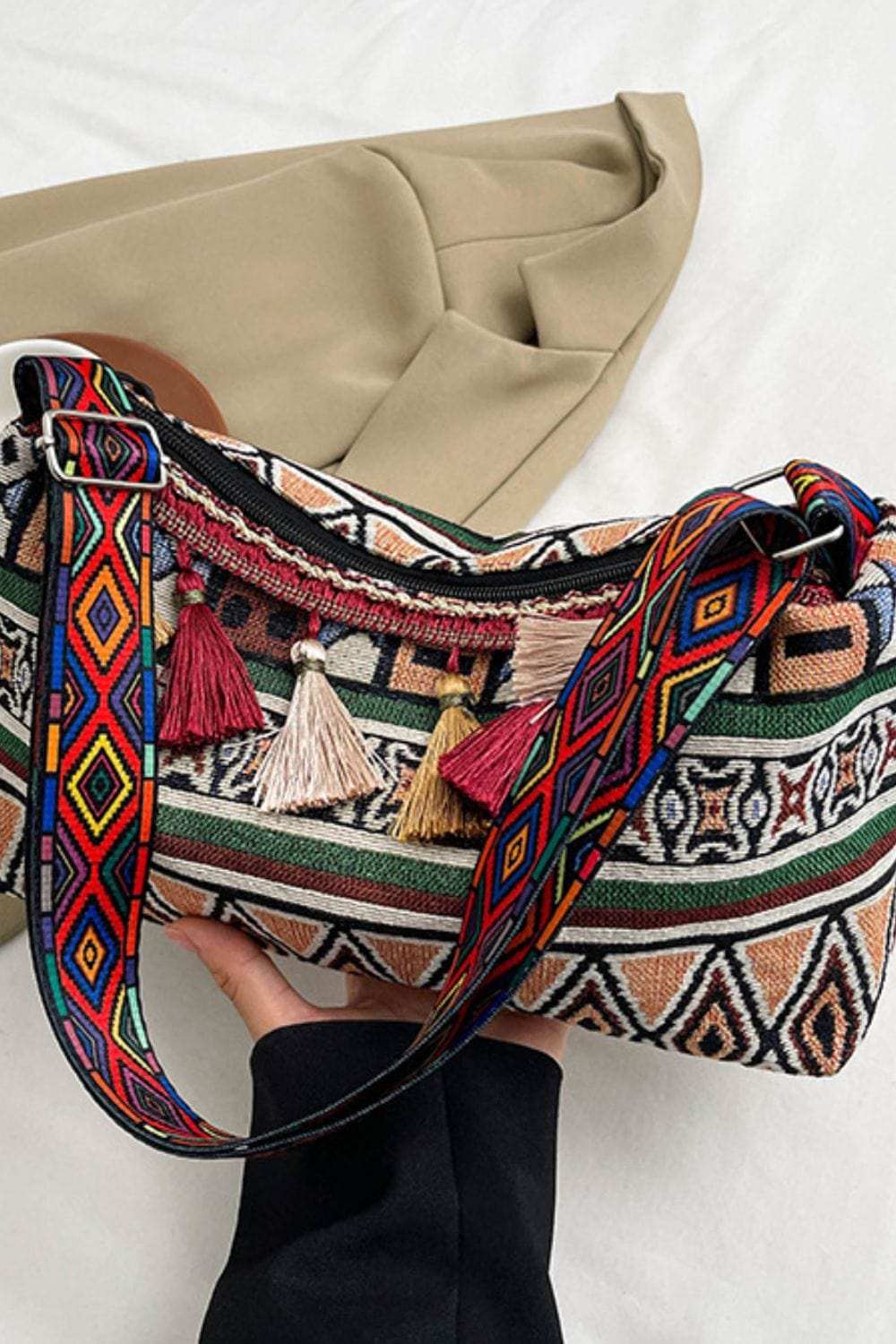 Tassel Adjustable Strap Shoulder Bag - Trendsi - Flyclothing LLC