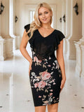 Ruffled V-Neck Floral Cap Sleeve Dress - Trendsi - Flyclothing LLC