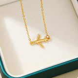 18K Gold-Plated Airplane Necklace - Trendsi - Flyclothing LLC