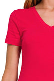 Zenana Basic Cotton V-Neck Short Sleeve T-Shirt - Trendsi - Flyclothing LLC