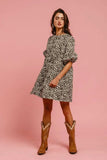 BiBi Leopard Denim Dress With Back Contrast Tie Detail - Trendsi - Flyclothing LLC