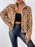 Leopard Fuzzy Zip-Up Jacket - Trendsi - Flyclothing LLC