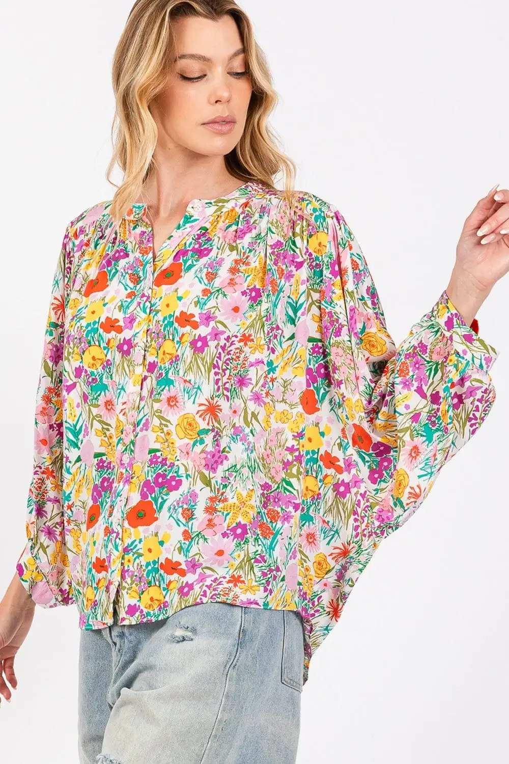 SAGE + FIG Button Down Floral Shirt - Trendsi - Flyclothing LLC