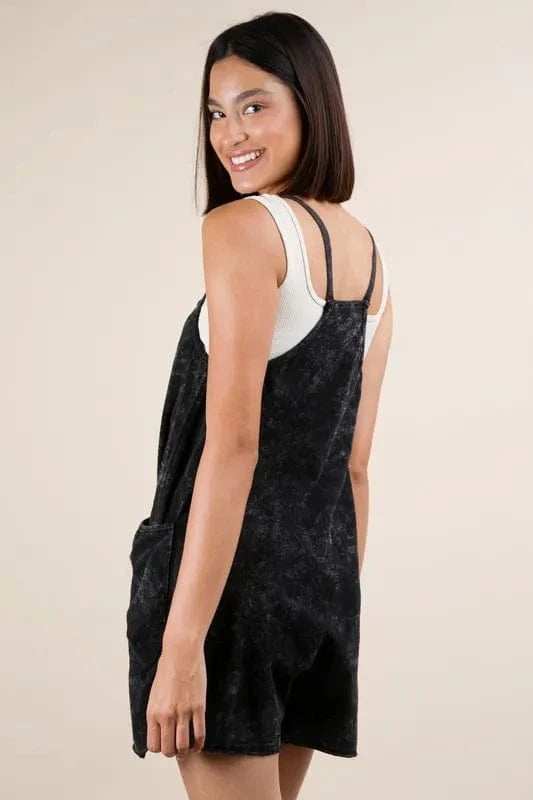 VERY J Plus Size Mineral Washed Sleeveless Knit Romper - Trendsi - Flyclothing LLC
