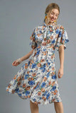 Umgee Floral Print Flutter Sleeve Dress - Trendsi - Flyclothing LLC