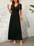 Surplice Short Sleeve Maxi Dress - Trendsi - Flyclothing LLC
