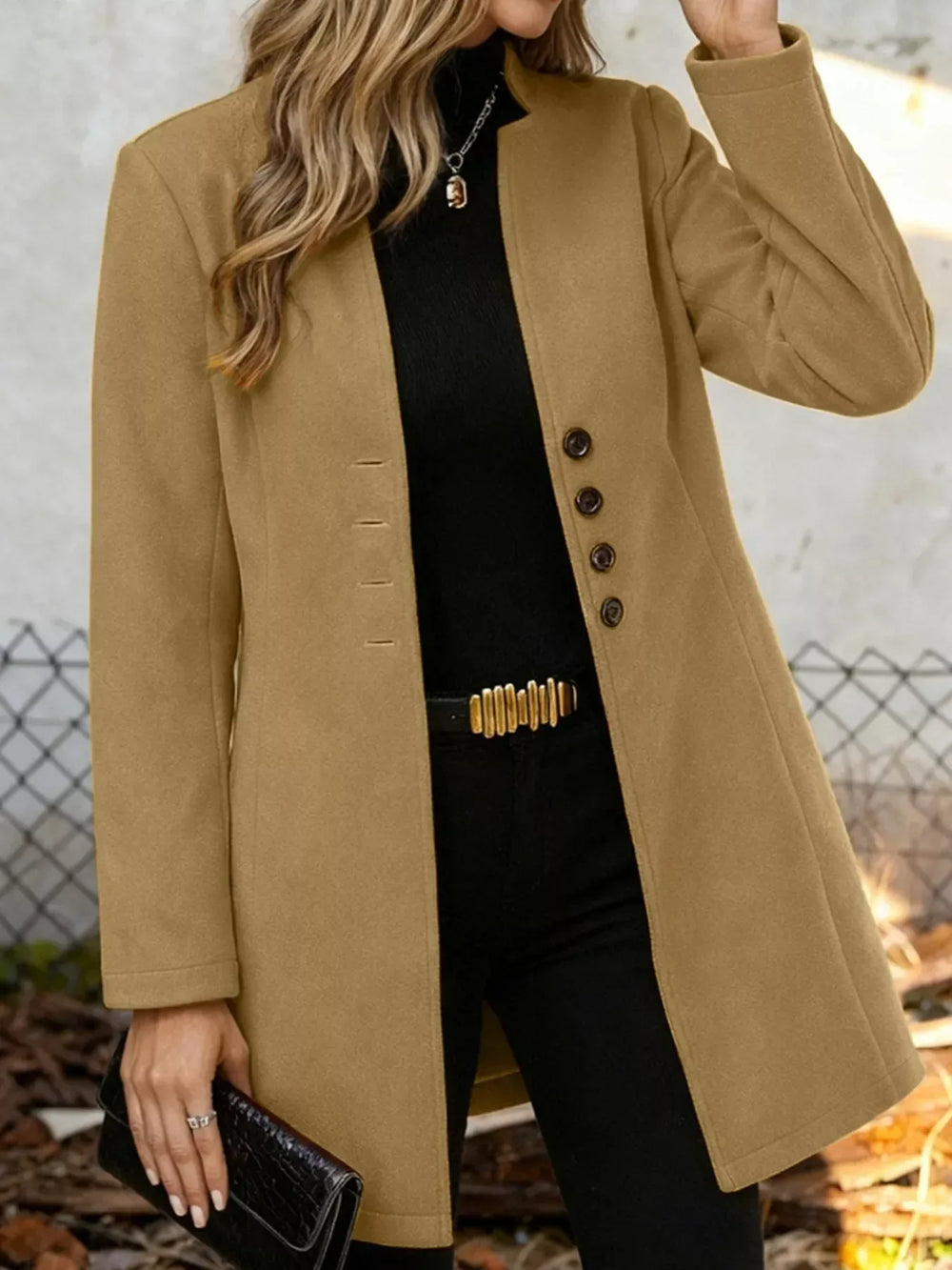 Button-Down Longline Outerwear - Trendsi - Flyclothing LLC