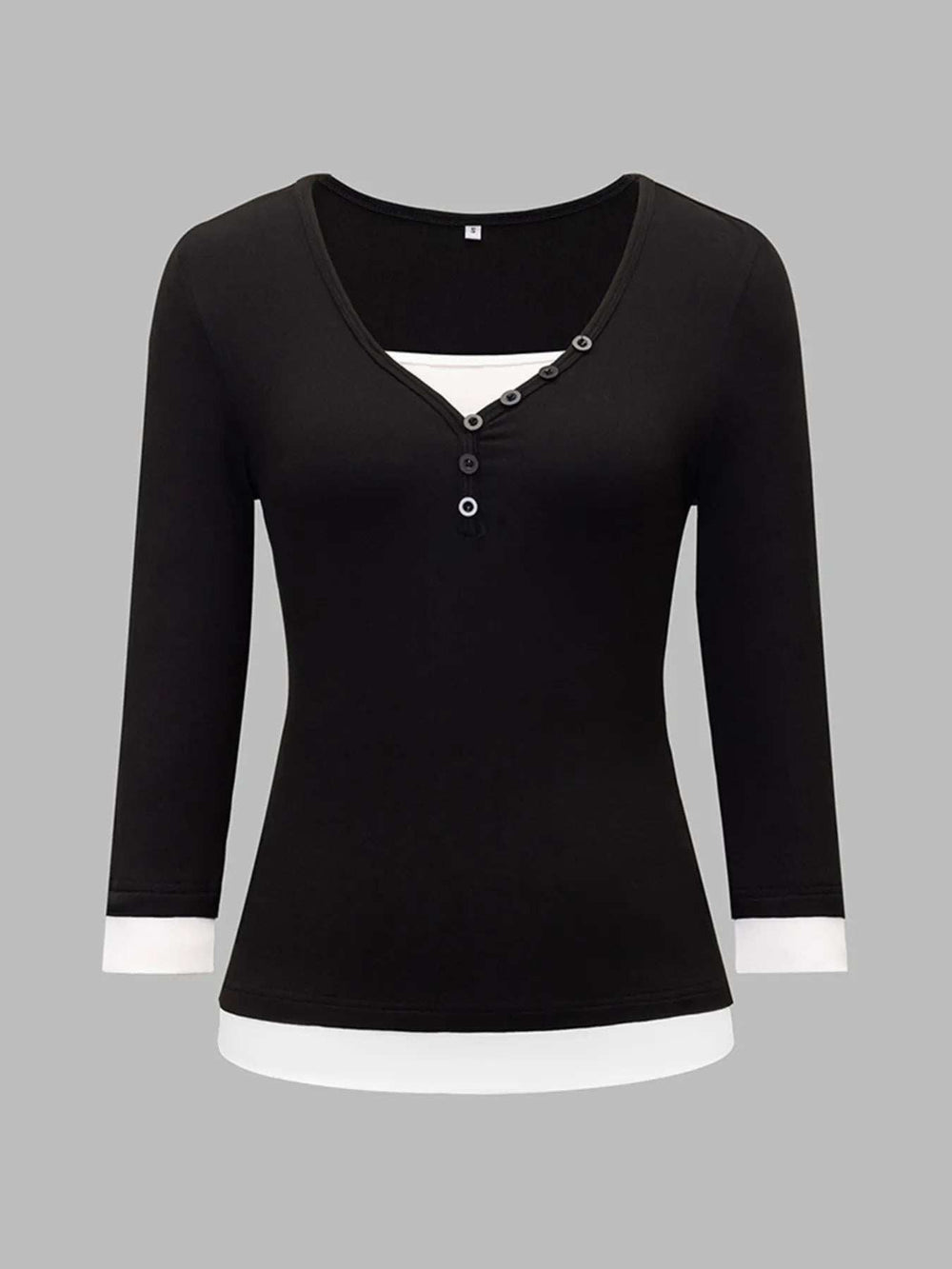 Contrast Trim Long Sleeve T-Shirt - Trendsi - Flyclothing LLC