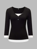 Contrast Trim Long Sleeve T-Shirt - Trendsi - Flyclothing LLC