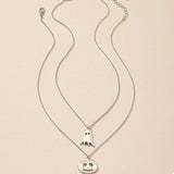 2 Piece Halloween Ghost & Pumpkin Pendant Necklace - Trendsi - Flyclothing LLC