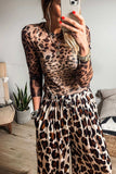 Leopard Round Neck Long Sleeve Blouse - Trendsi - Flyclothing LLC