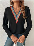 V-Neck Long Sleeve T-Shirt - Trendsi - Flyclothing LLC
