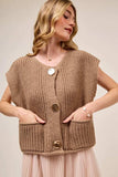 SO ME Big Metal Button Front Sweater Vest - Trendsi - Flyclothing LLC