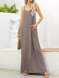 V-Neck Maxi Cami Dress with Pockets - Trendsi - Flyclothing LLC