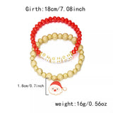 2 Piece Christmas Santa Beaded Bracelet - Trendsi - Flyclothing LLC