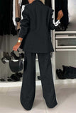 Full Size Contrast Lapel Collar Top and Pants Set - Trendsi - Flyclothing LLC