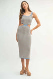 MABLE Multi Color Chevron Knit Bodycon Midi Dress - Trendsi - Flyclothing LLC