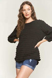 ADORA Bubble Texture Round Neck Blouse - Trendsi - Flyclothing LLC