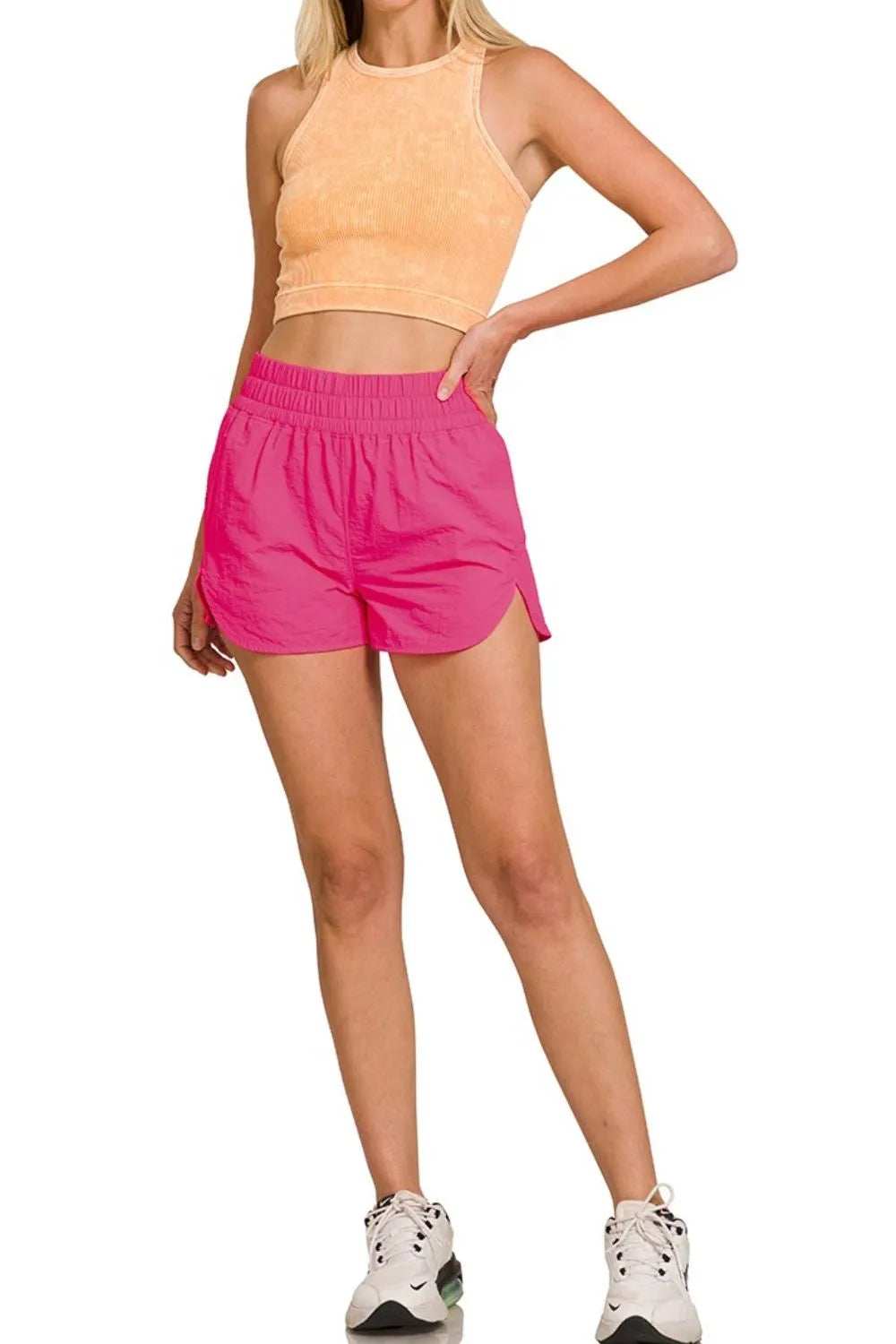 Zenana Windbreaker Smocked Waistband Running Shorts - Trendsi - Flyclothing LLC