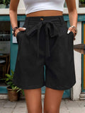 Tied High Waist Shorts with Pockets - Trendsi - Flyclothing LLC