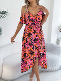 Printed Cold Shoulder Midi Cami Dress - Trendsi - Flyclothing LLC