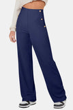 Decorative Button High Rise Pants - Trendsi - Flyclothing LLC