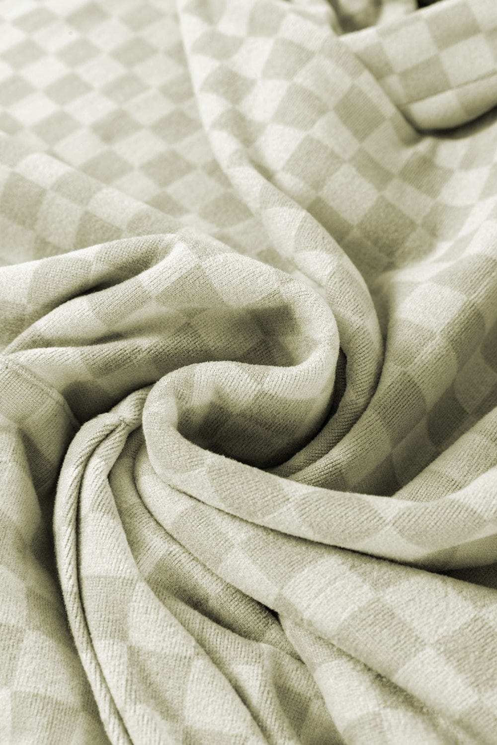 Checkered Print Kangaroo Pocket Drawstring Hoodie - Trendsi - Flyclothing LLC