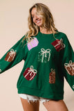 BiBi Sequin Christmas Gift Box Embroideries Pullover - Trendsi - Flyclothing LLC
