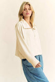 Davi & Dani Drawstring Hem Half Zip Raglan Sleeve Sweatshirt - Trendsi - Flyclothing LLC