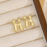 18K Gold-Plated Bubble Letter Stud Earrings - Trendsi - Flyclothing LLC