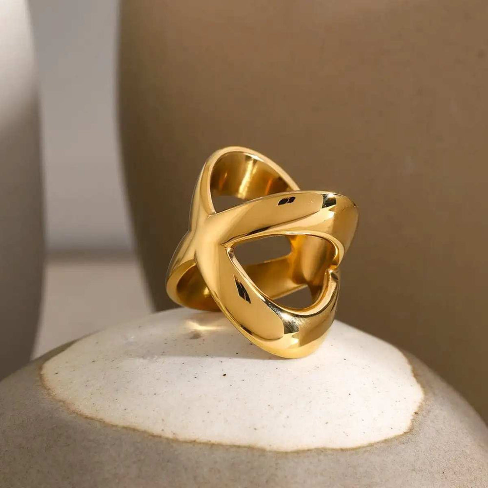 18K Gold-Plated Crisscross Ring - Trendsi - Flyclothing LLC