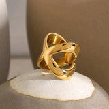 18K Gold-Plated Crisscross Ring - Trendsi - Flyclothing LLC