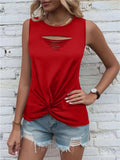 Cutout Twisted Round Neck Tank - Trendsi - Flyclothing LLC
