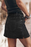 Frayed Hem Denim Mini Skirt - Trendsi - Flyclothing LLC