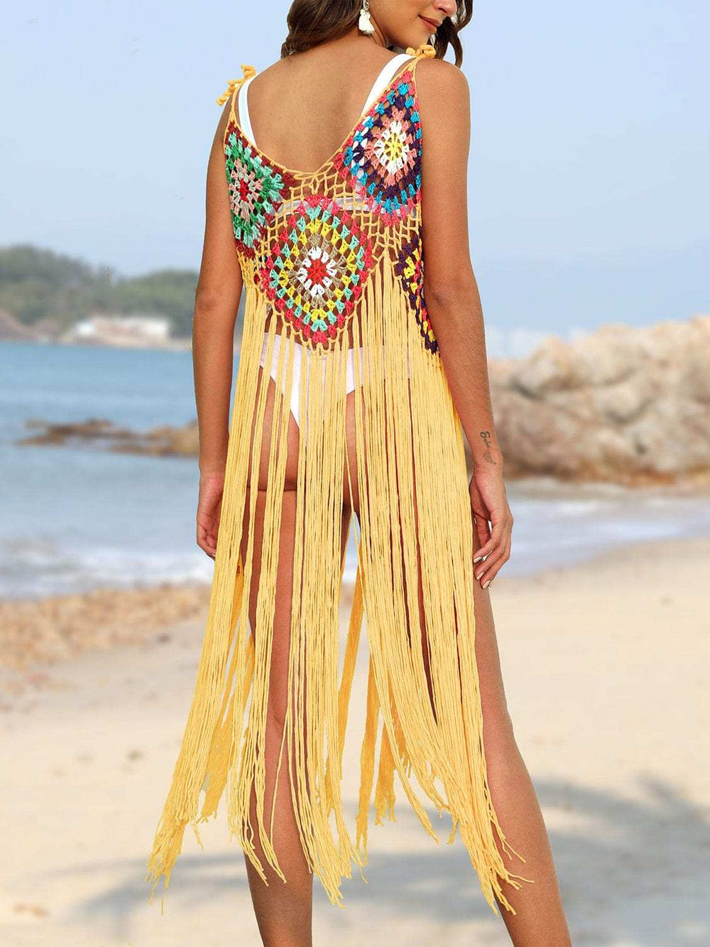 Fringe Spaghetti Strap Cover-Up - Trendsi - Flyclothing LLC