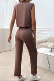 Ribbed Round Neck Top and Pants Set - Trendsi - Flyclothing LLC