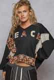POL Peace Patch Floral Long Sleeve Hoodie - Trendsi - Flyclothing LLC
