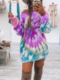 Full Size Tie-Dye Round Neck Long Sleeve Dress - Trendsi - Flyclothing LLC