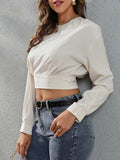 Round Neck Long Sleeve Blouse - Trendsi - Flyclothing LLC