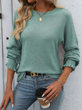 Ribbed Round Neck Long Sleeve T-Shirt - Trendsi - Flyclothing LLC