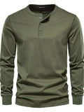 Men's Full Size Quarter Button Round Neck Long Sleeve T-Shirt Plus Size - Trendsi - Flyclothing LLC