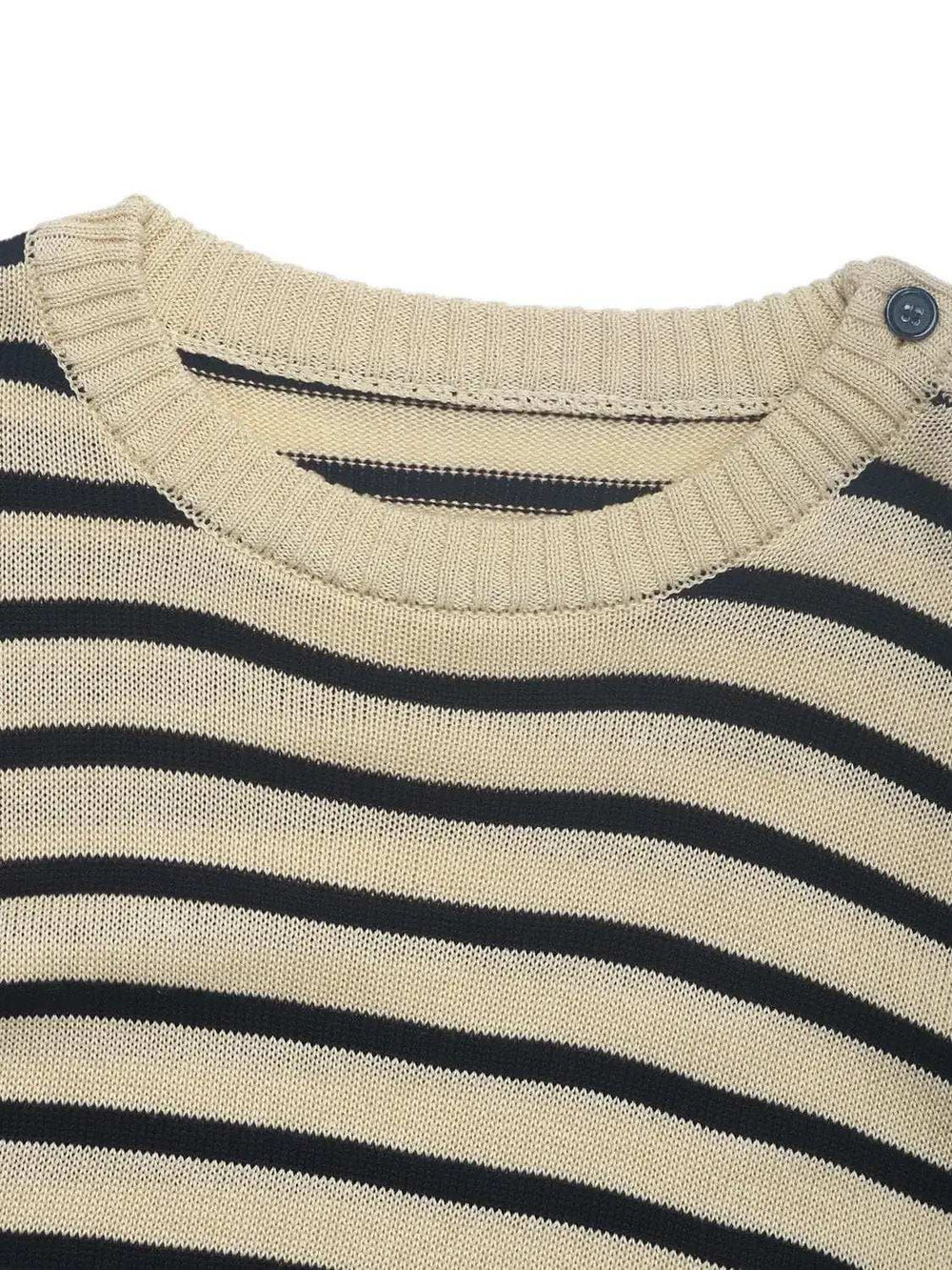 Striped Round Neck Long Sleeve Knit Top - Trendsi - Flyclothing LLC