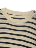 Striped Round Neck Long Sleeve Knit Top - Trendsi - Flyclothing LLC