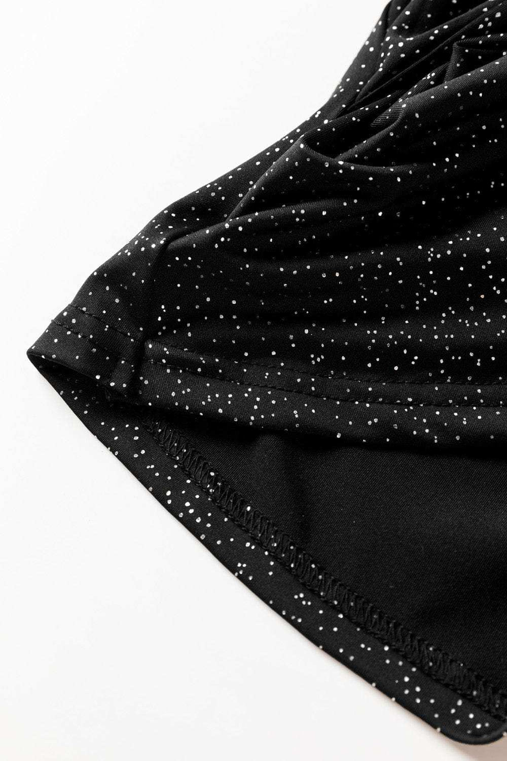 Glitter Surplice Long Sleeve Blouse - Trendsi - Flyclothing LLC