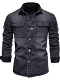 Men's Button Down Chest Pocket Denim Jacket - Trendsi - Flyclothing LLC