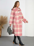 Plaid Button Up Long Sleeve Coat - Trendsi - Flyclothing LLC