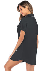 Contrast Piping Pocketed Short Sleeve Lounge Dress