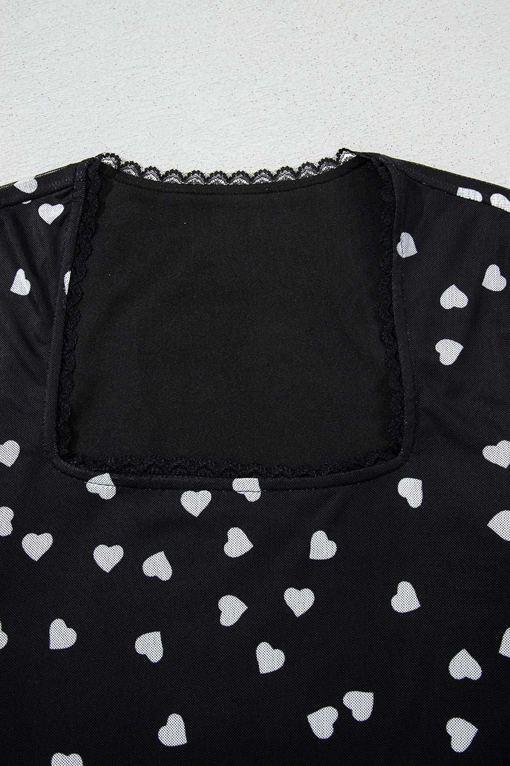 Heart Square Neck Long Sleeve Bodysuit - Trendsi - Flyclothing LLC